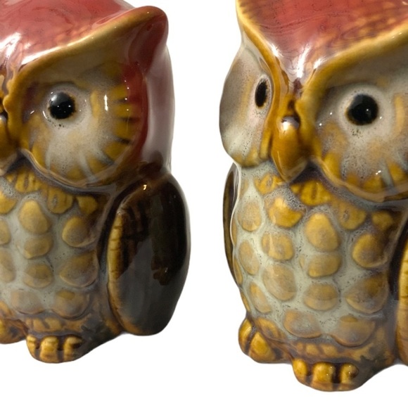 Owl Salt and Pepper Shakers Hand Painted Ceramic Rustic Farmhouse Decorative Set - Picture 11 of 14